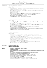 Warehouse assistant duties and responsibilities