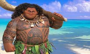 Maui the demigod from the 2016 movie Image Description (The image is a Polynesian man with the fishhook and he grins at us)