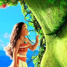 Moana touches Te Fiti's forehead and bows his head