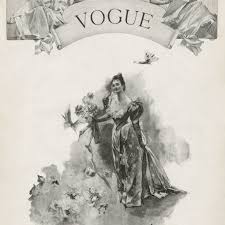 Reading and showing the very first vogue magazine issue